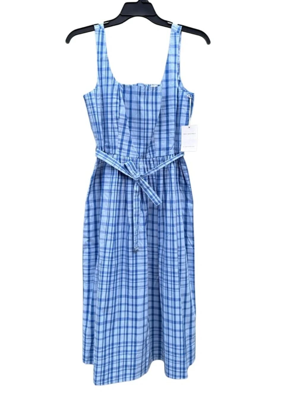 Women's Sleeveless Belted Cotton Midi Dress Size M